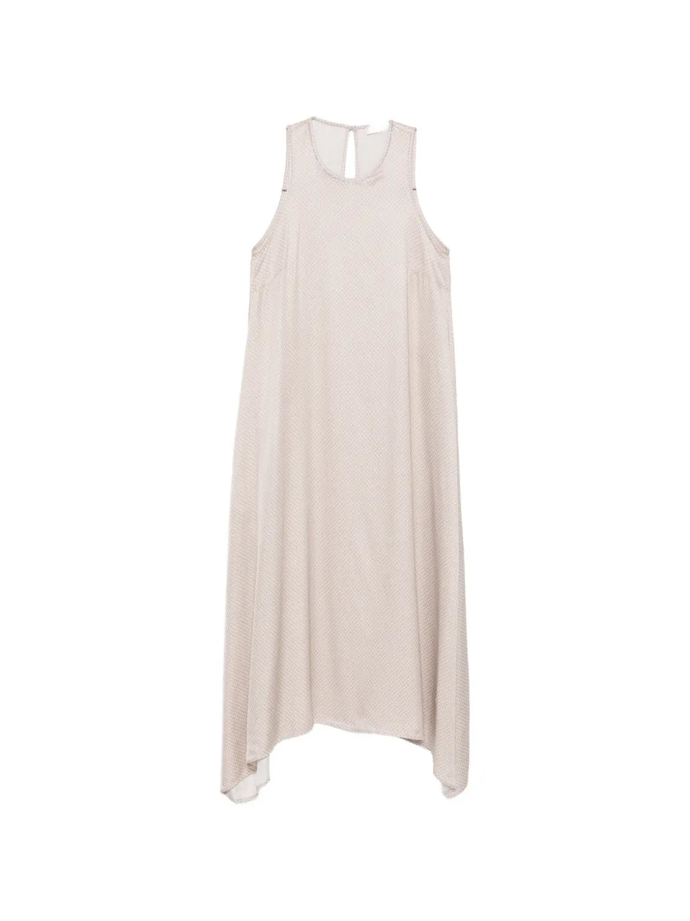 Peserico Geometric-Print Asymmetric Dress — Beige