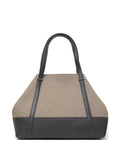 Peserico Two-Tone Canvas & Leather Tote Bag — Beige