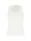 Panicale Ribbed with Chain-Link Trim Tank Top — Cream