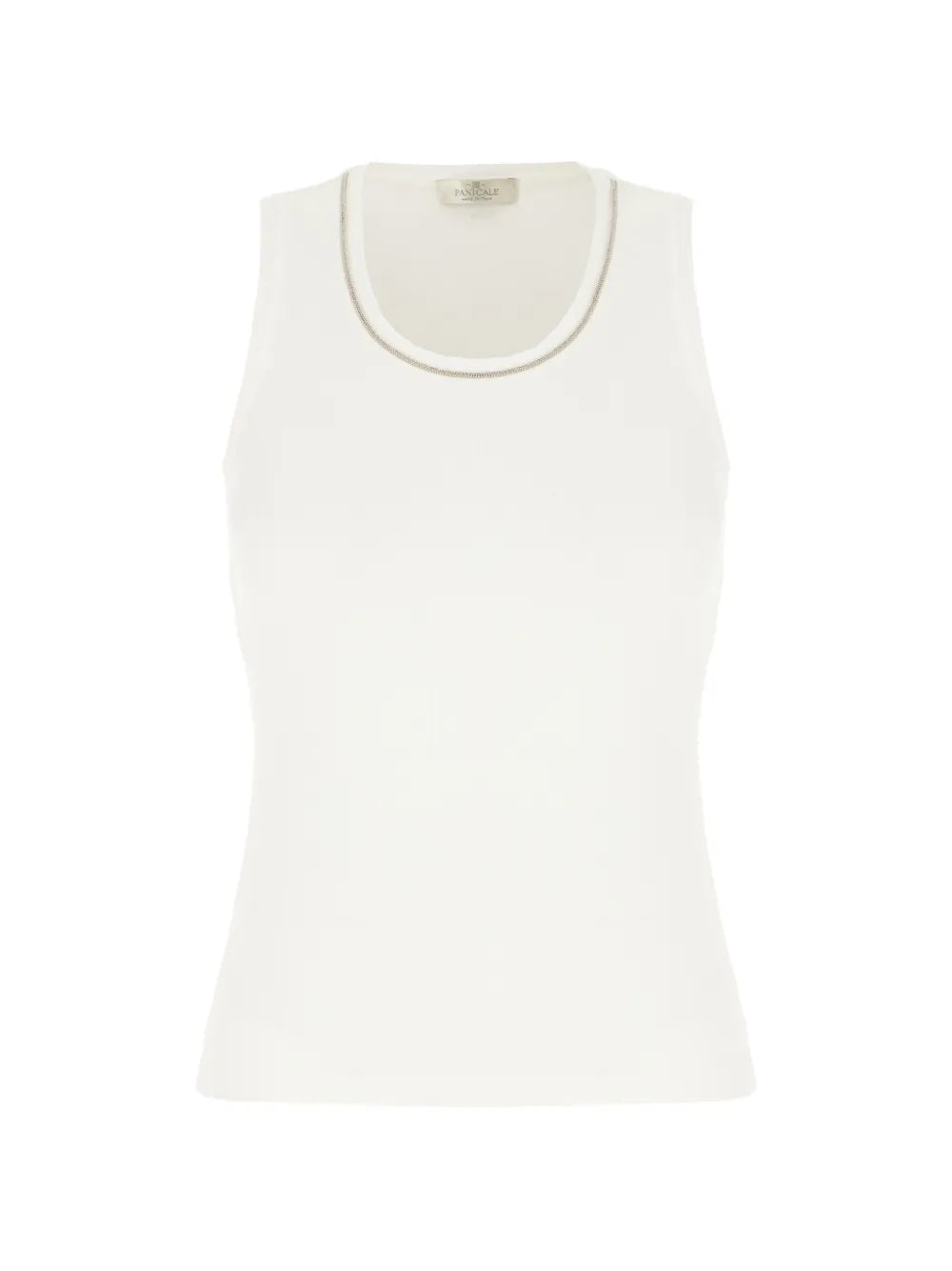 Panicale Ribbed with Chain-Link Trim Tank Top — Cream