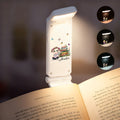 Personaje de lectura de dibujos animados personalizado Lámpara de lectura LED con pinza recargable ajustable y giratoria con nombre Regalo de cumpleaños para los amantes de los libros Ratones de bibli