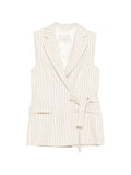 Peserico Striped Tie-Waist Vest — Beige