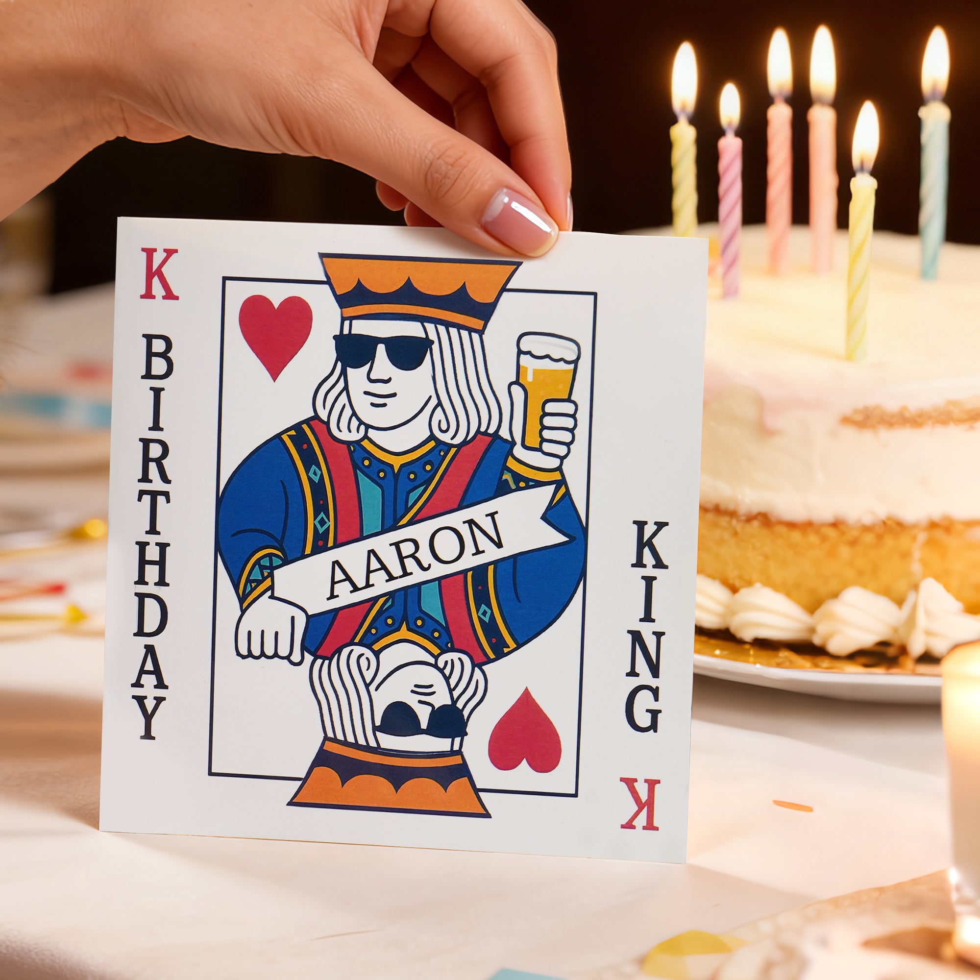 Personalizada Poker Corona Gafas de Sol Cerveza Tarjeta de Felicitación con Nombre Regalo de Cumpleaños para Hombres Amigos