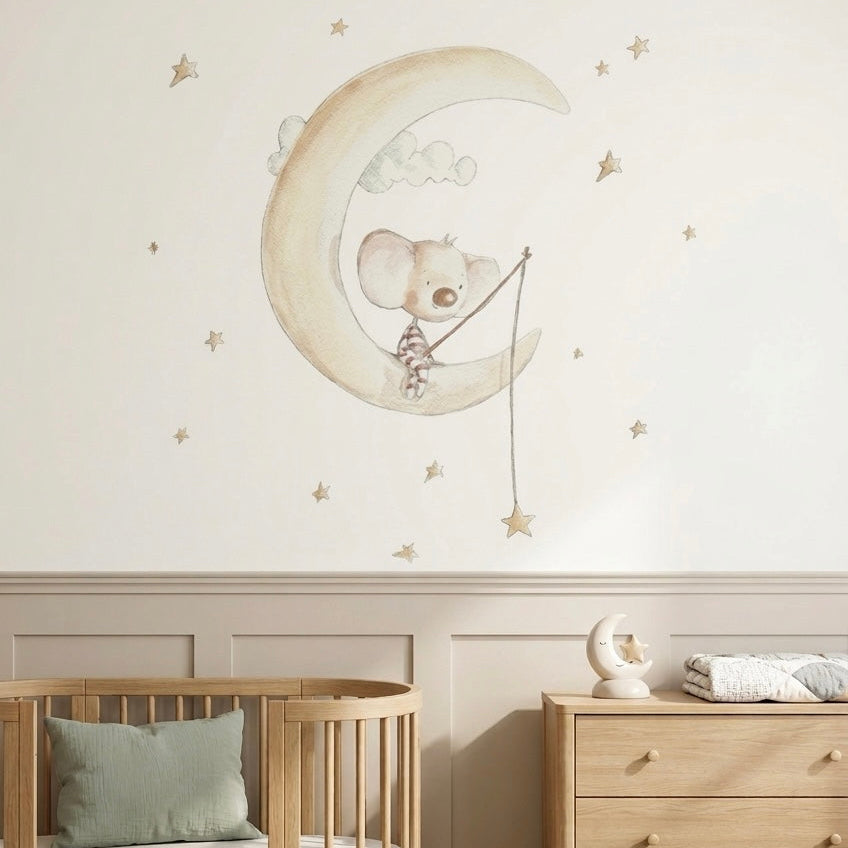 VINILO INFANTIL I OSITO PESCANDO ESTRELLAS