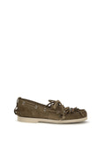 Golden Goose Tassel-Embellished Calf Leather Boat Shoe — Beige