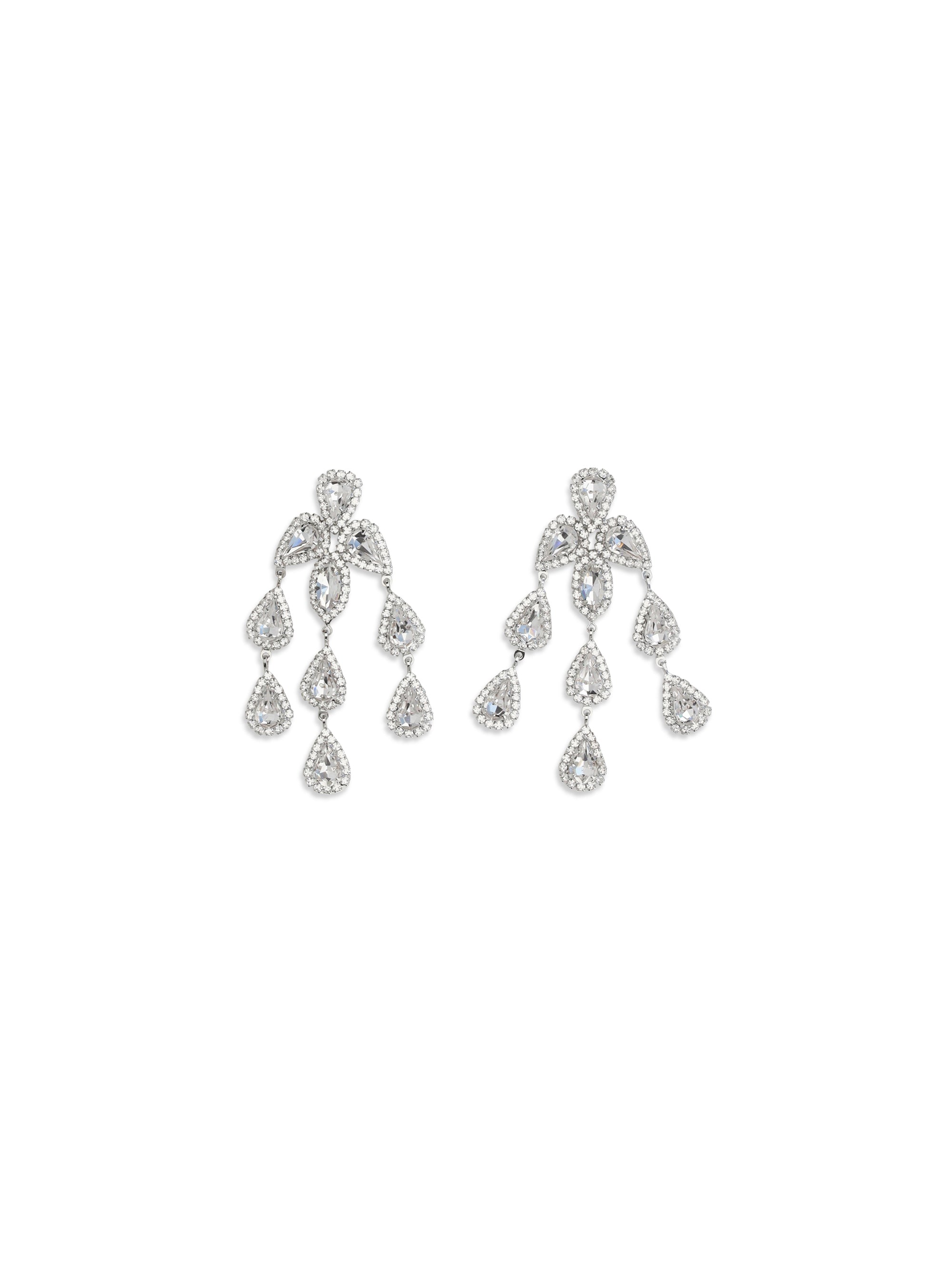 Magda Butrym Crystal Chandelier Drop Earrings — Silver