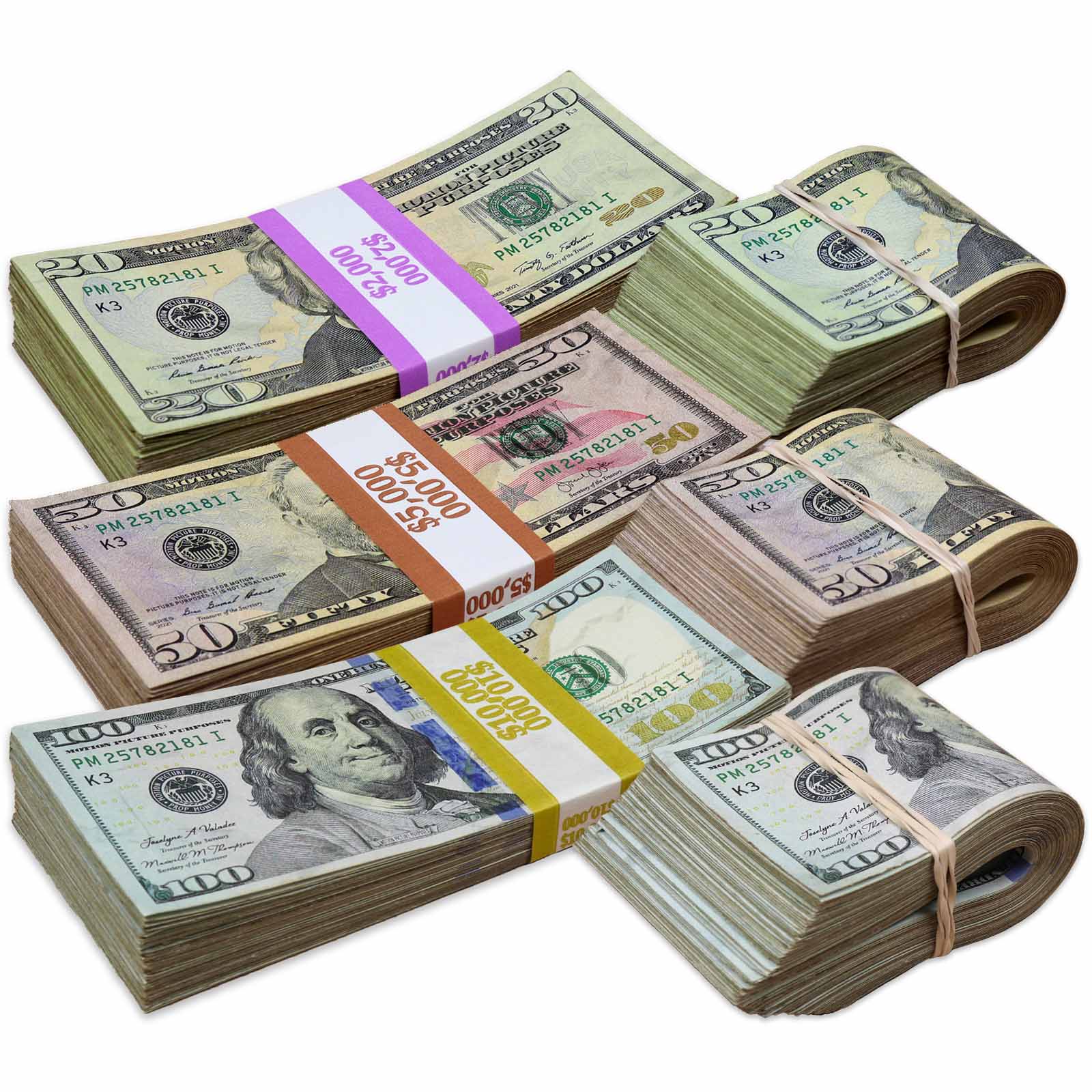 $34,000 RealAged® Full Print New Series Stacks & Bands Pack By Prop Money Inc.