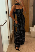 Ruffle Hem Polka Dot Maxi Cami Dress