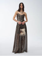 Floating Lights Retro Paisley Print Silk Holiday Sling Dress