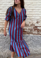 Vestido Copenhague - Azul/Burdeos