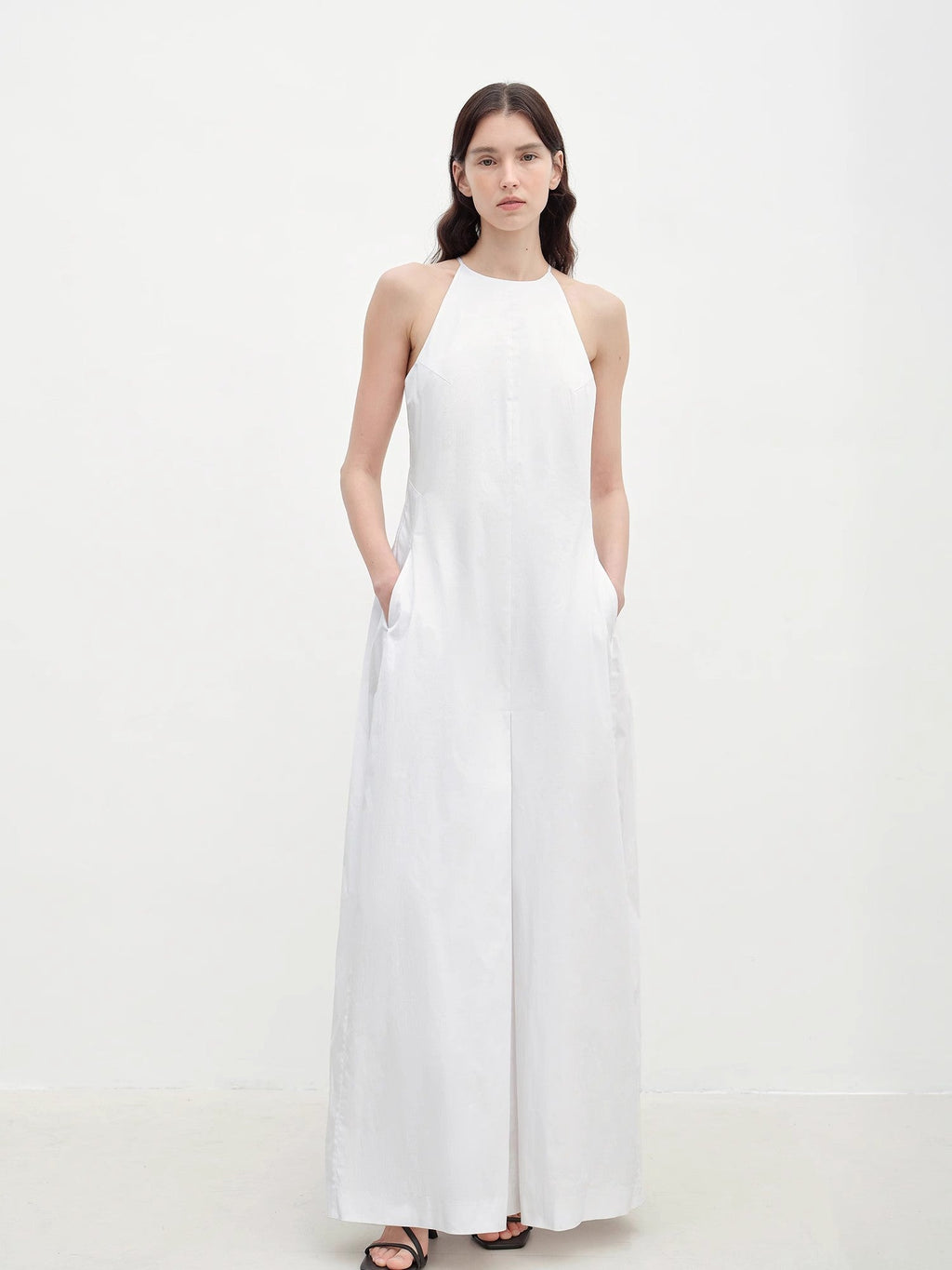 Piano Music halterneck waist-cinching cocoon dress