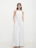 Piano Music halterneck waist-cinching cocoon dress