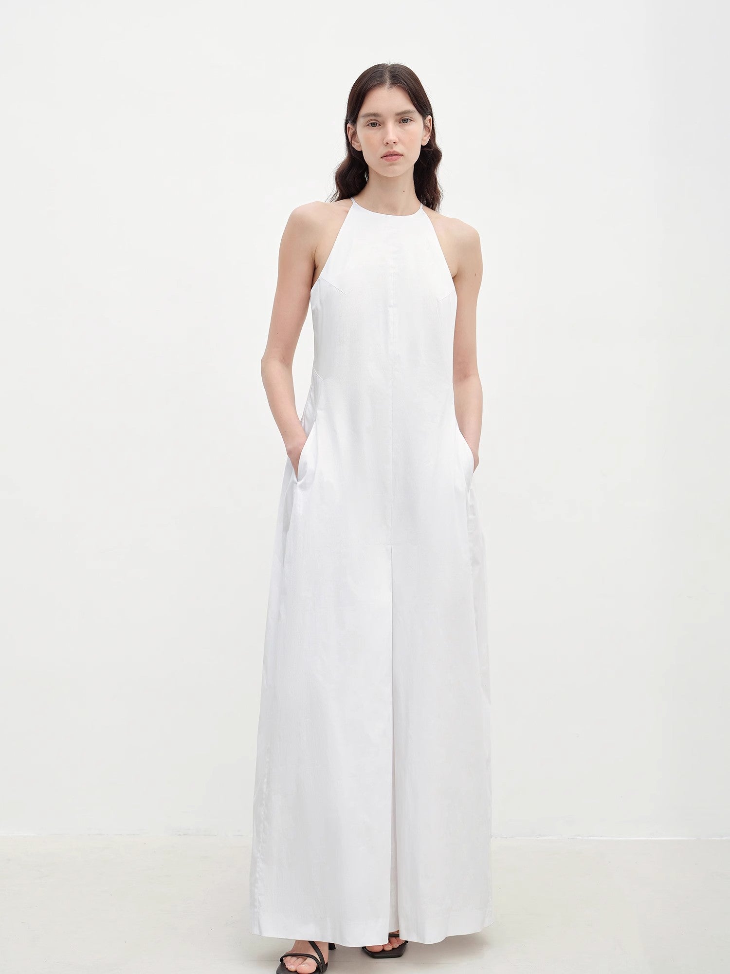 Piano Music halterneck waist-cinching cocoon dress