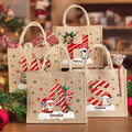 Gorro de Papá Noel personalizado con iniciales de animales Bolsa de yute grande con nombre Fiesta de Nochebuena Regalo para niñas Niños