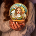 Luz nocturna LED personalizada de vidrio sintético de color con flor de nacimiento y personaje animado regalo de cumpleaños para mamá y abuela