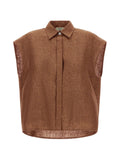 Herno Linen Concealed-Fastening Tank Top — Tan