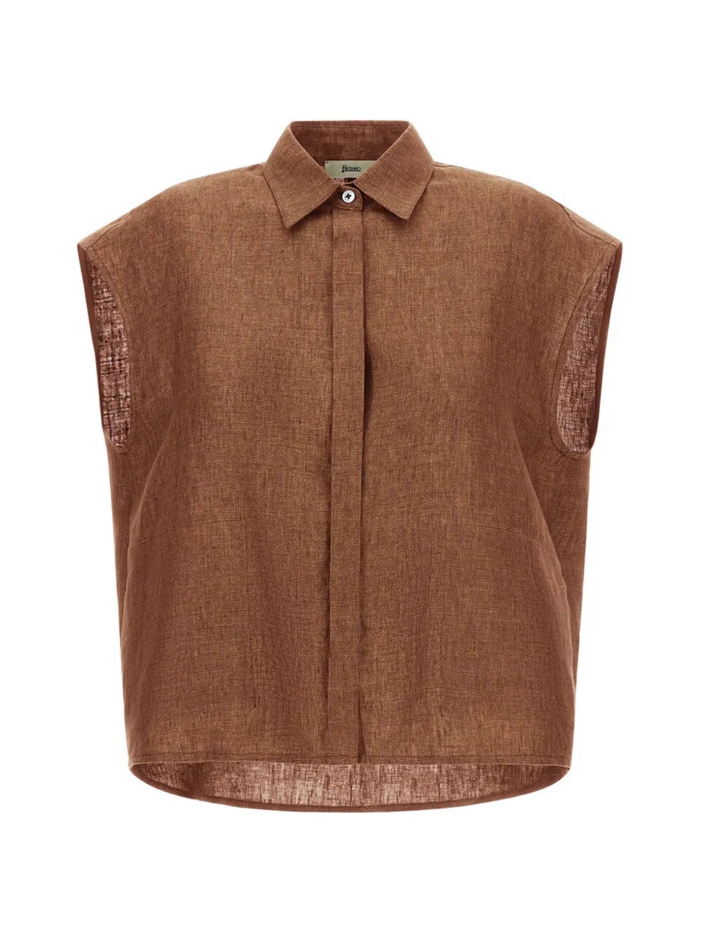 Herno Linen Concealed-Fastening Tank Top — Tan
