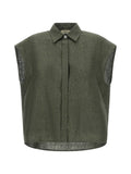 Herno Concealed-Fastening Linen Tank Top — Green