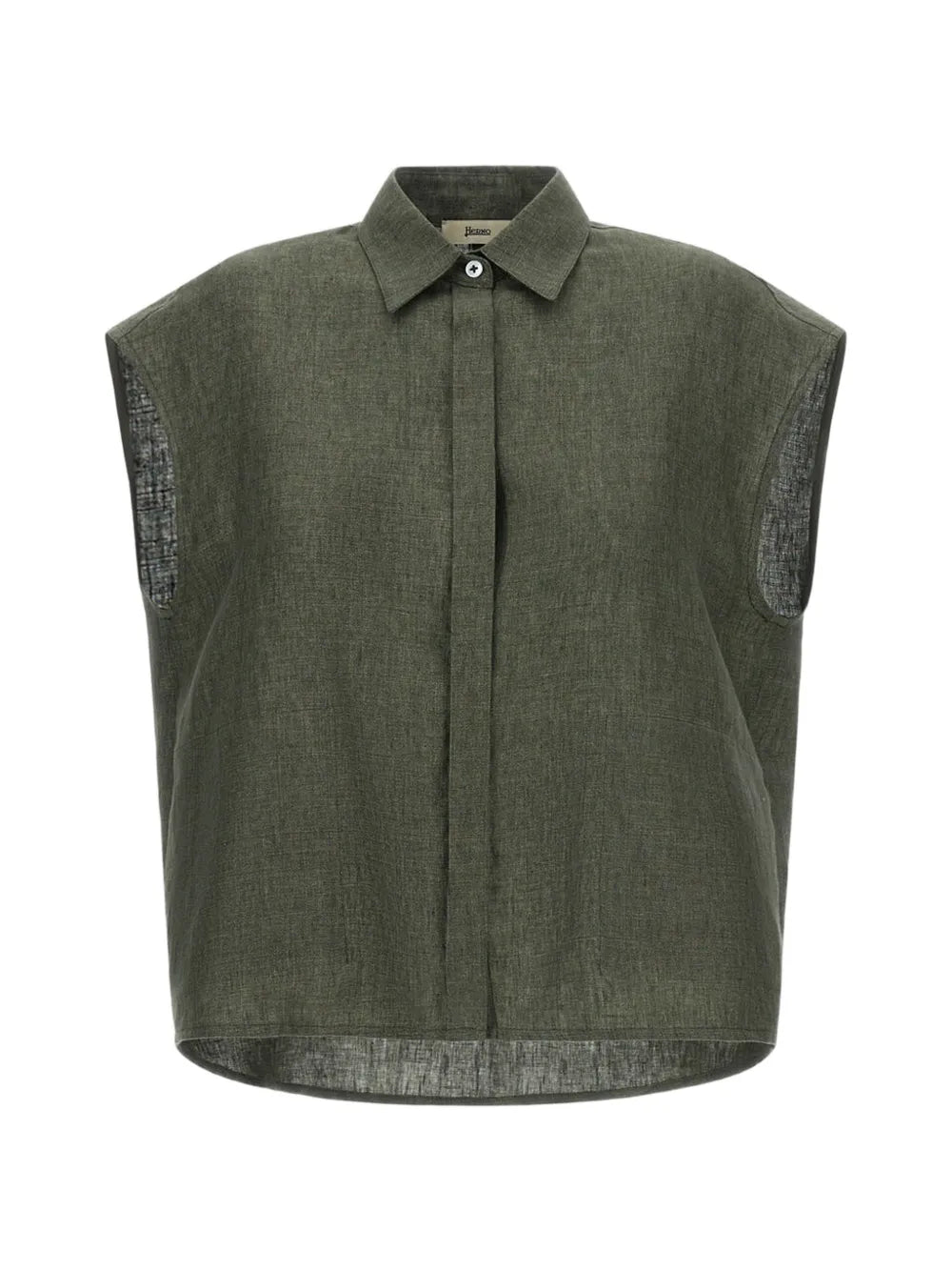 Herno Concealed-Fastening Linen Tank Top — Green