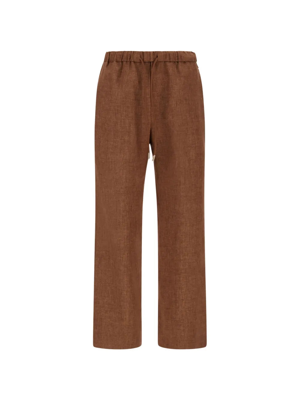 Herno Drawstring Waist Linen Trousers — Brown