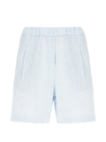 Panicale Gathered Linen Shorts — Light Blue