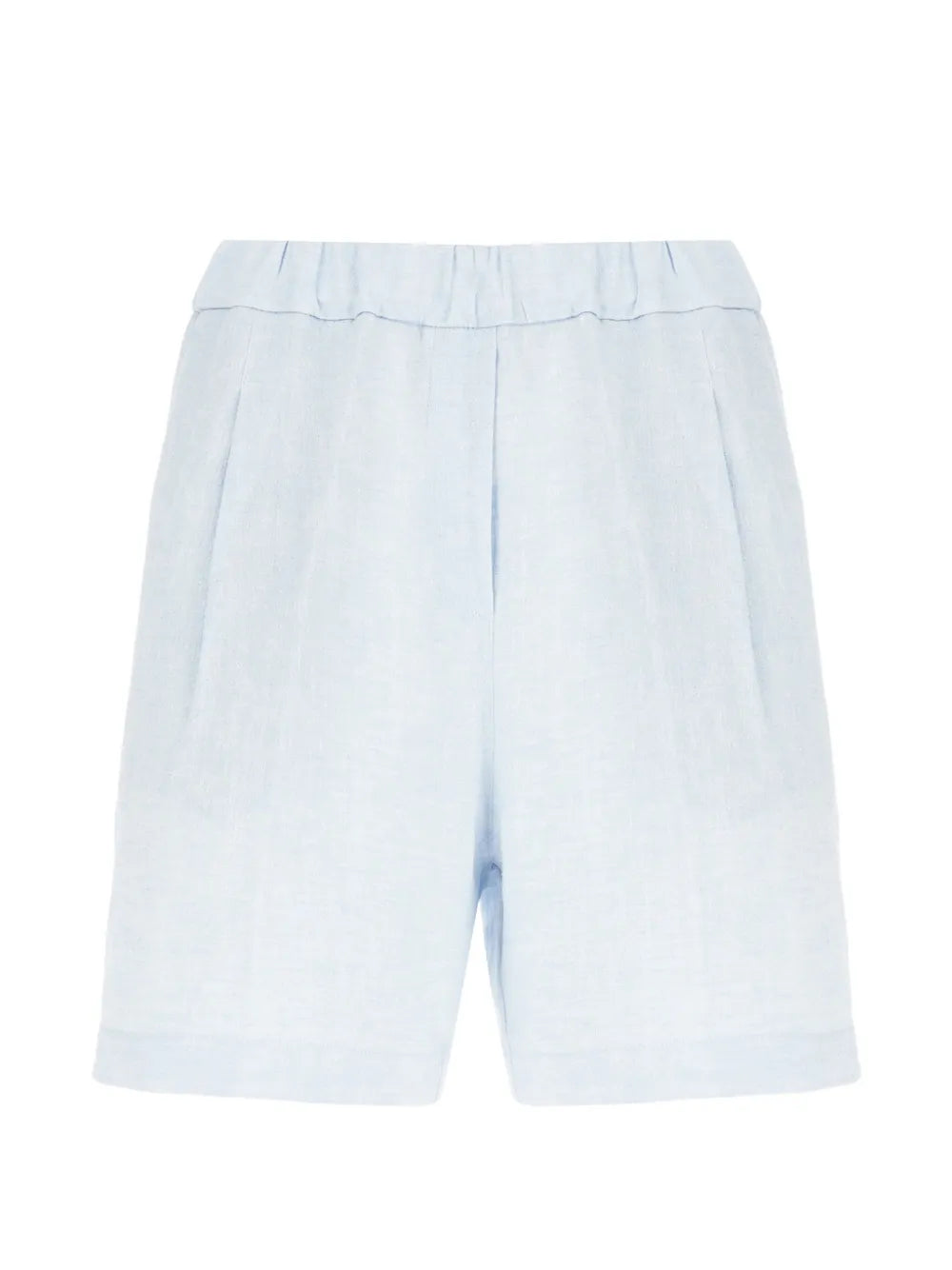 Panicale Gathered Linen Shorts — Light Blue
