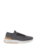 Brunello Cucinelli Cotton and Calf Leather Sneaker — Gray