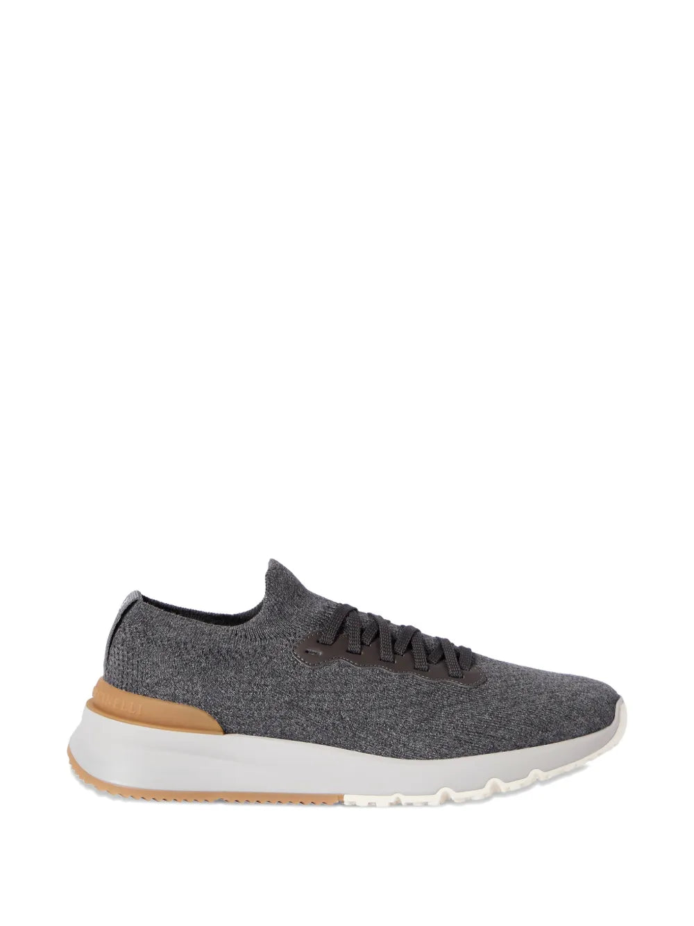 Brunello Cucinelli Cotton and Calf Leather Sneaker — Gray