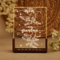 Lámpara de noche LED personalizada Hand in Hand con nombres y base de madera Día de la Madre Decoración del hogar Regalo de cumpleaños para mamá Abuela