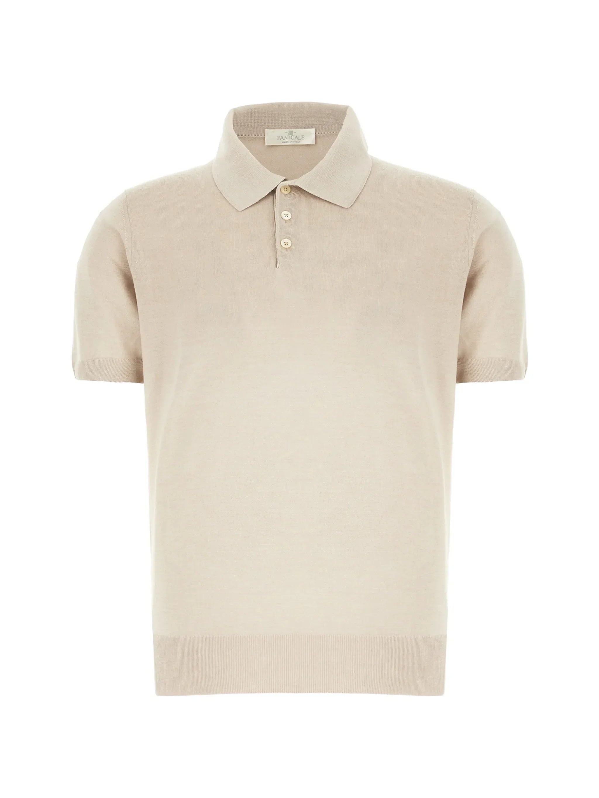 Panicale Silk Fine Knit Polo Shirt — Beige