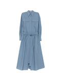 Brunello Cucinelli Belted Pocket-Detail Midi Dress — Blue