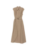 Brunello Cucinelli Belted Sleeveless Midi Dress — Beige