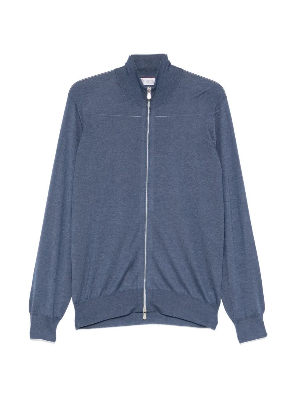 Brunello Cucinelli Cashmere-Silk Knit Cardigan — Blue