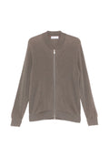 Brunello Cucinelli Ribbed Zip-Fastening Cardigan — Taupe