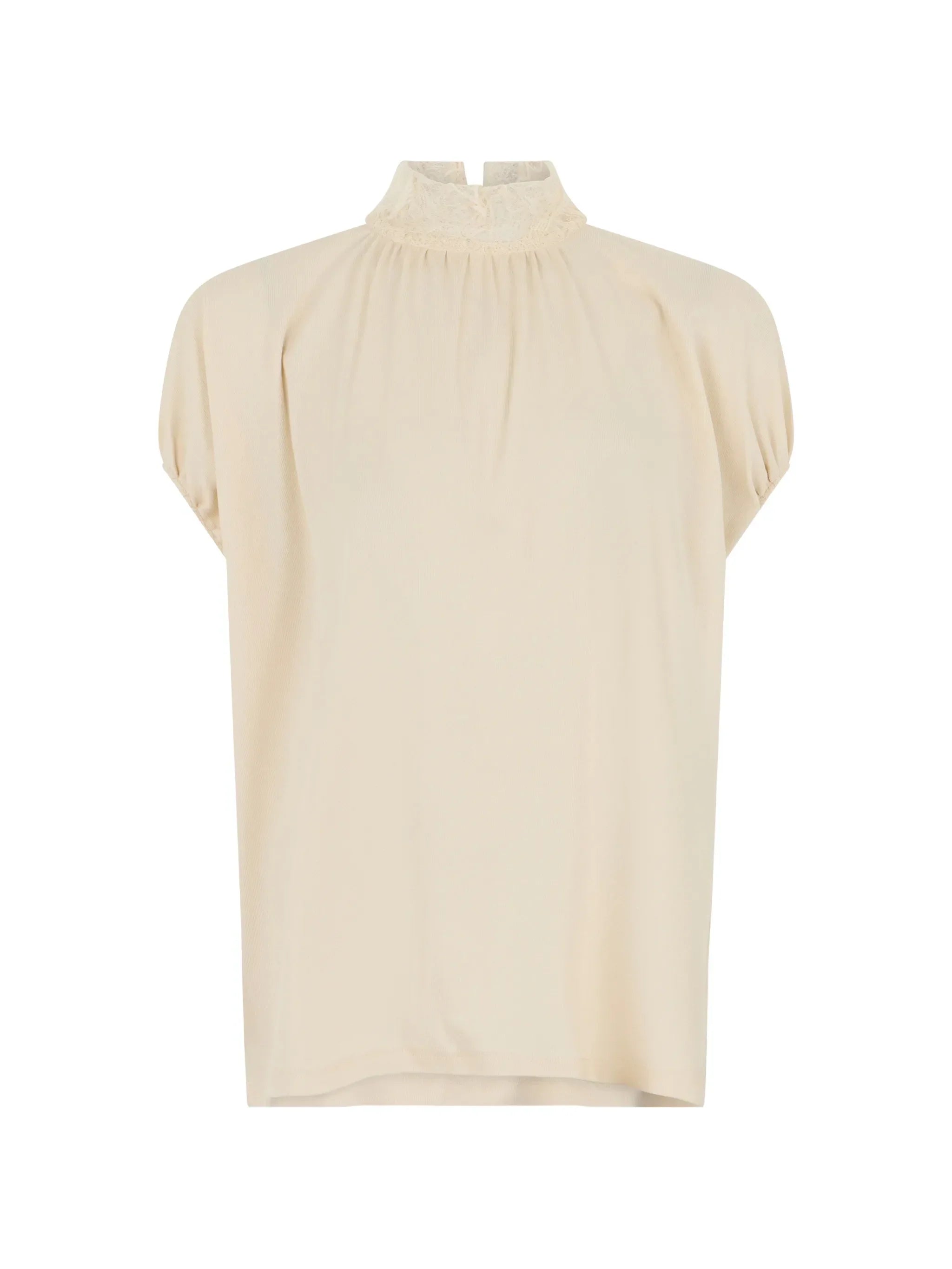 Fabiana Filippi Lace-Collar Gathered Blouse — Cream