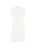 Herno Band-Collar Short-Sleeve Dress — White