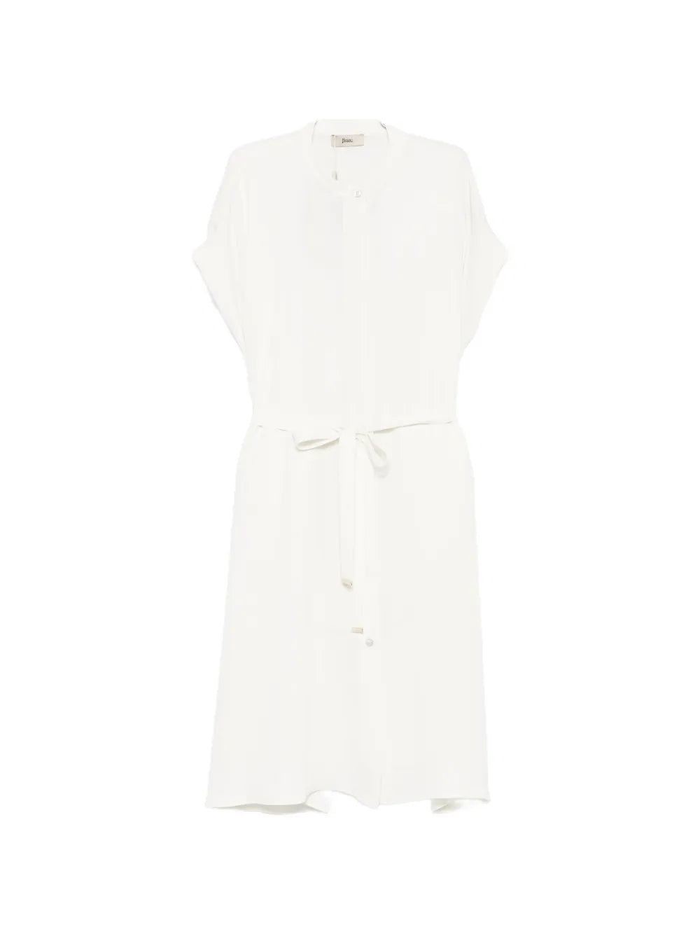 Herno Band-Collar Short-Sleeve Dress — White