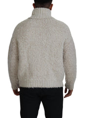 Men's Wool Knit Turtleneck Cream Nylon Elastane