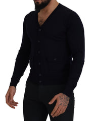 Men's Virgin Wool Cardigan Black Clothing