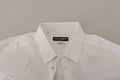 Men's White Cotton Peacock Feather Formal Gold Shirt
