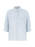 Panicale Slub Linen Button-Up Shirt — Light Blue