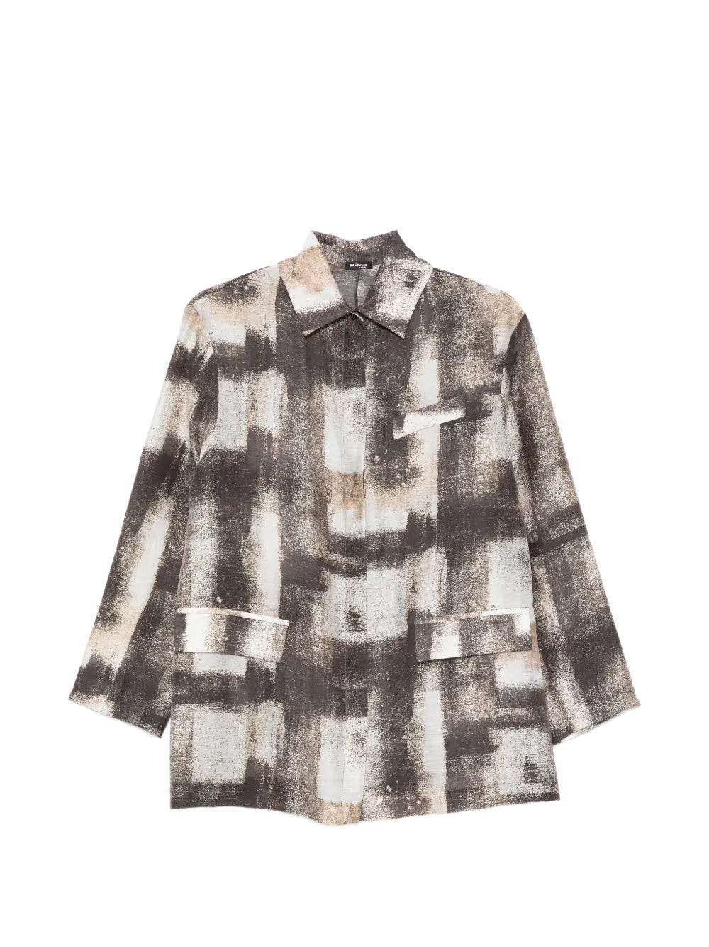 Kiton Abstract-Print Shirt — brown