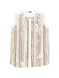 Kiton Sequin-Embellished Striped Tank Top — Cream