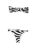 Balmain Zebra-Print Bandeau Bikini — Black