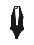 Balmain Logo-Detail Halterneck Swimsuit — Black