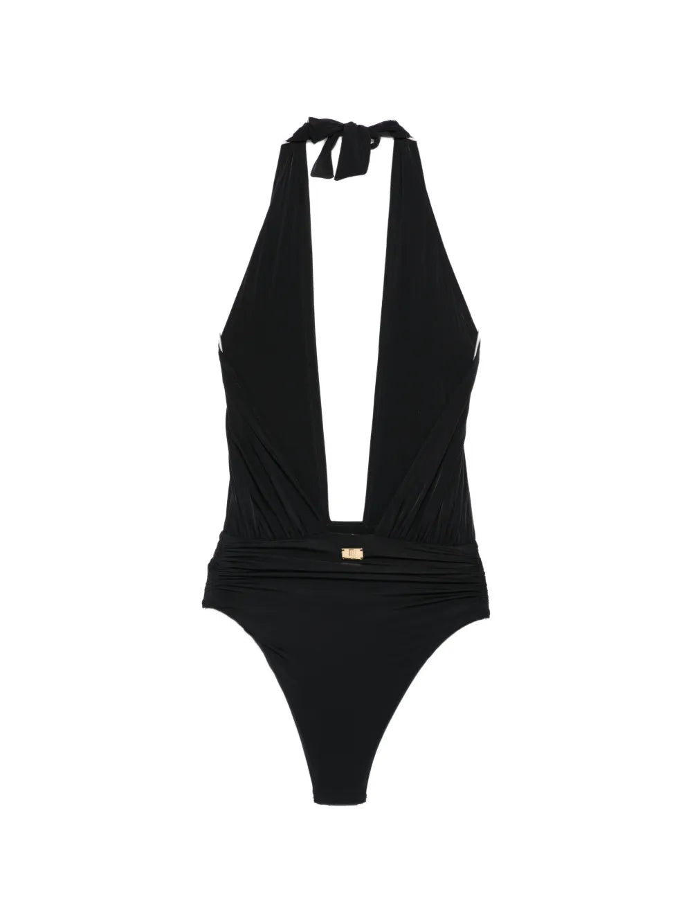 Balmain Logo-Detail Halterneck Swimsuit — Black