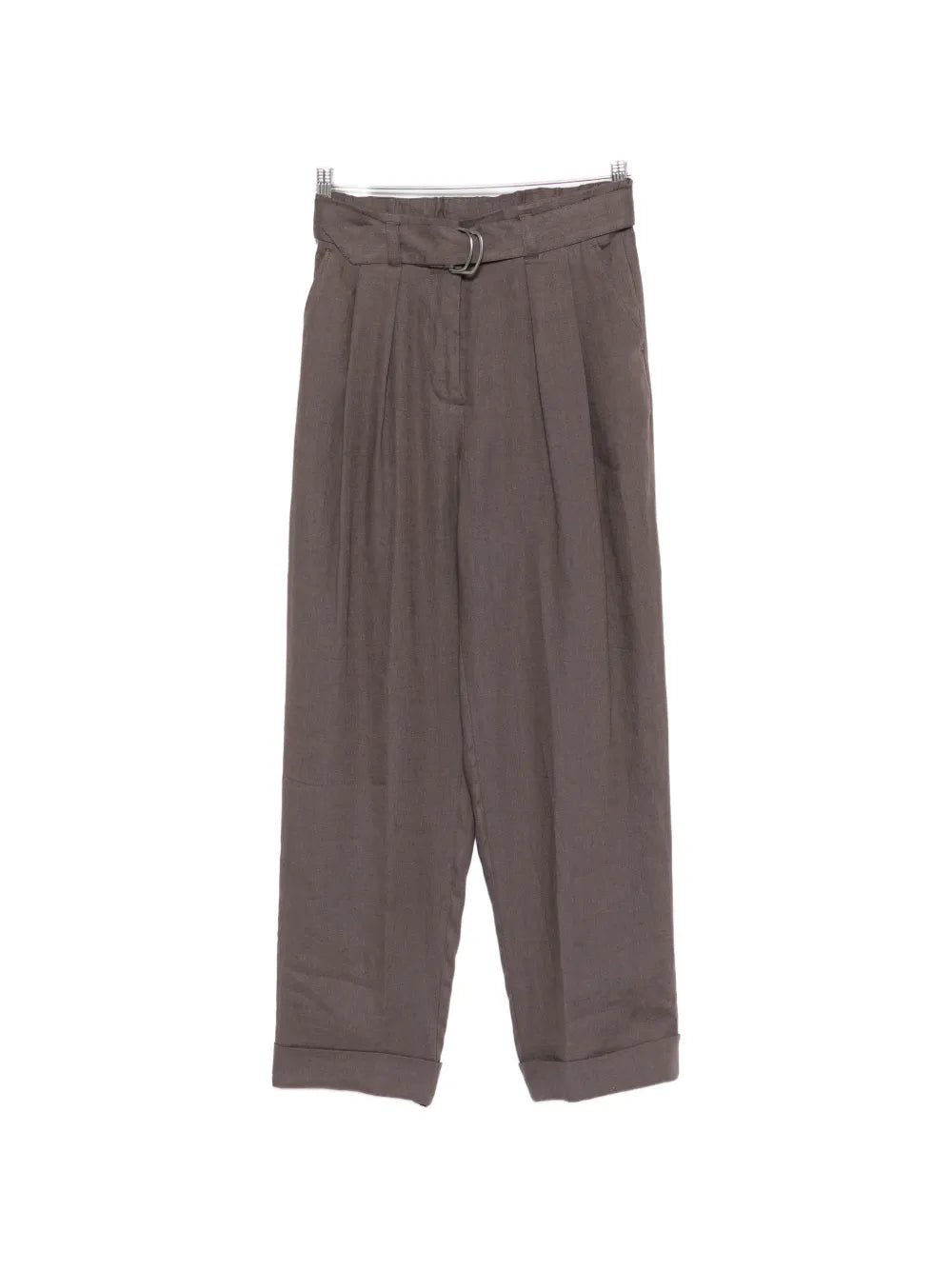 Panicale Pleated Belted Trousers — Brown