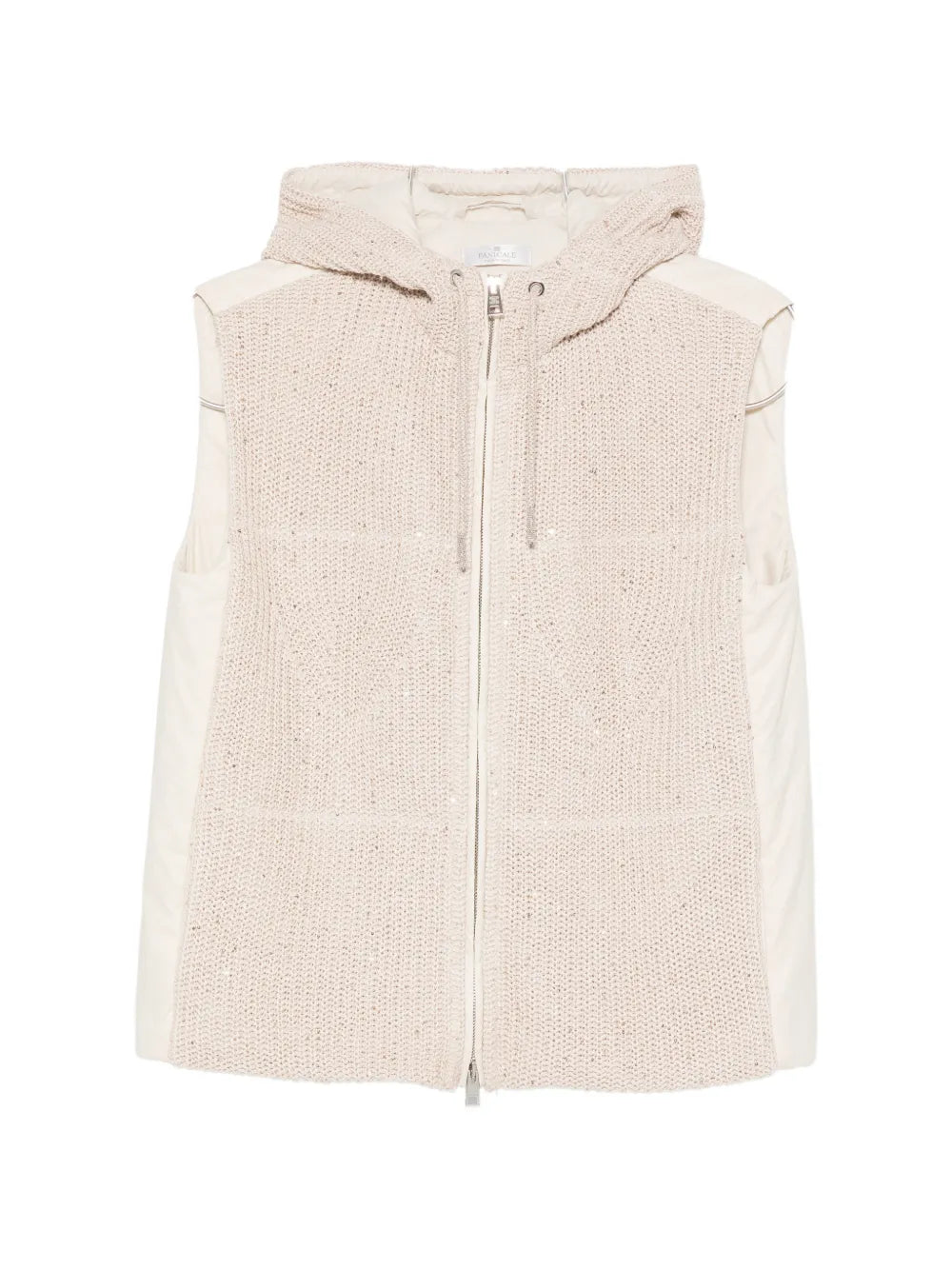Panicale Sequin-Embellished Knitted Hooded Gilet — Cream
