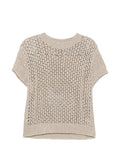 Panicale Open-Knit Sequin-Embellished Sweater — Beige