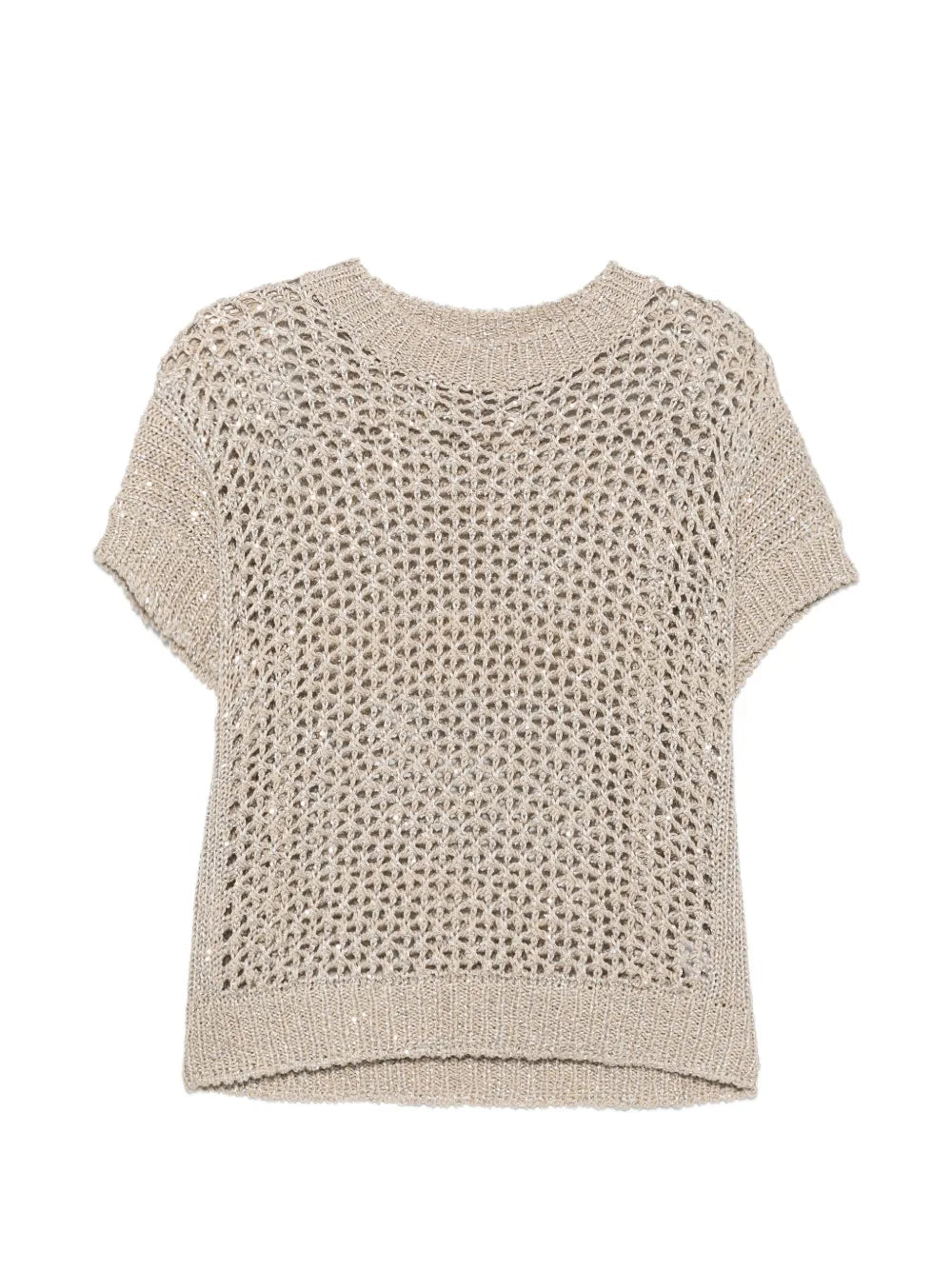 Panicale Open-Knit Sequin-Embellished Sweater — Beige